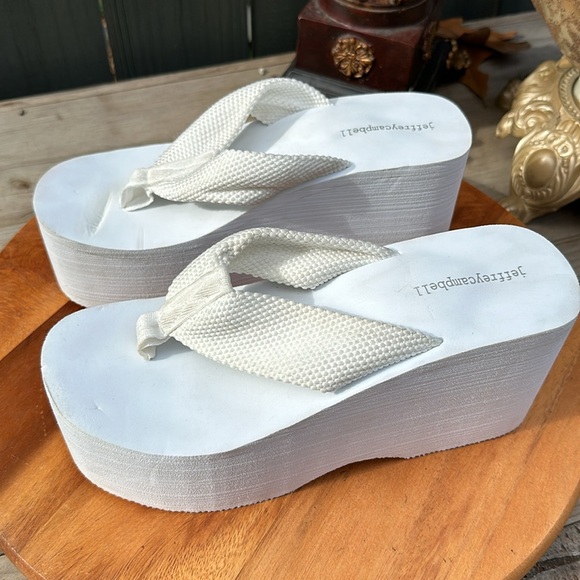 Jeffrey Campbell Wavin Platform Thong Foam White Platform Sandal Size 10 - Picture 5 of 14